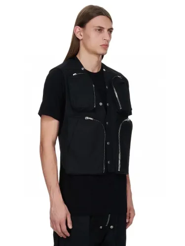 NIGO Rick Owens Men's Spring And Autumn V-neck Hollowed Out Multi-pocket Cotton Solid Color Sleeveless Workwear Vests Ngvp #nigo9547