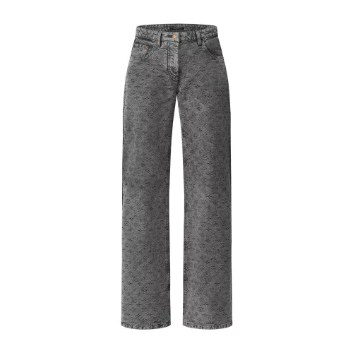 NIGO Louis Vuitton Women's Spring Autumn Solid Color Monogrammed Cameo Flared Cropped Jeans Pants #nigo73921