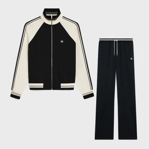 NIGO Celine Women's And Men's Spring/summer New Product Logo Sports And Casual Set Striped Letter Black Casual Loose Jacket Long Wide Leg Casual Pants #nigo73945