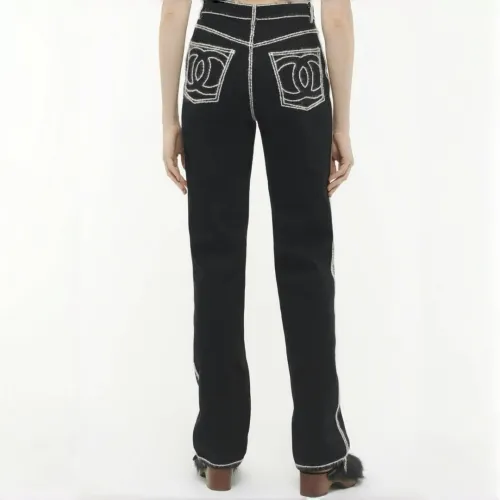 NIGO Chanel Women's Autumn and Winter Solid Color White Line Casual Jeans Pants #nigo74131