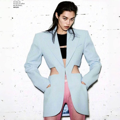 NIGO Mugler Women's Fashion Retro Waist Hollow Solid Color Long Sleeve Lapel Casual Blazer Jacket Ngvp #nigo9587
