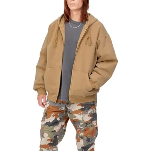 NIGO Carhartt WIP Men's Spring And Autumn Logo Solid Color Thickened Washed Casual Zipper Long Sleeve Hooded Sweatshirt Jacket #nigo71748