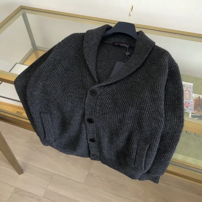 NIGO Louis Vuitton Men's Spring and Autumn Solid Color Sheep Wool Knit Single Breasted Long Sleeve Jacket #nigo74193