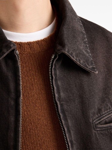 NIGO Prada Men's Autumn and Winter Solid Color Logo Applique Zipper Loose Denim Jacket #nigo74237