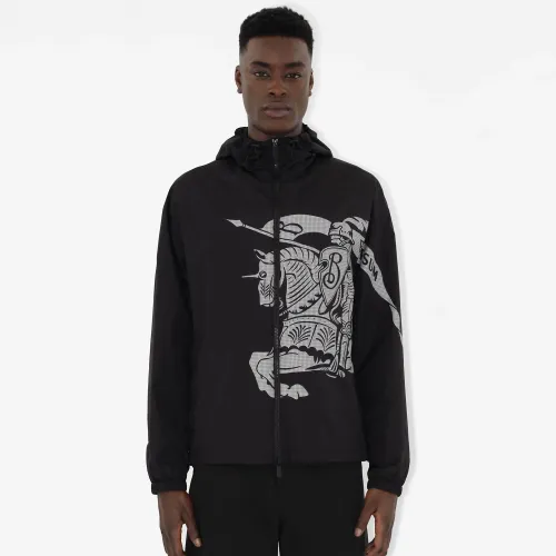 NIGO Burberry Men's Spring and Autumn Equestrian Rider Pattern Black Zipper Loose Hooded Long Sleeve Jacket #nigo74257