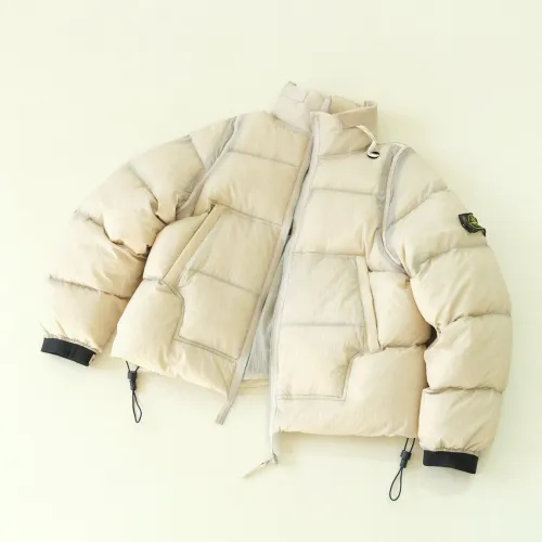 NIGO Stone Island Men's Fall And Winter White Hidden Hood Collar Zipper Long Sleeve Puffer Down Jacket #nigo74336