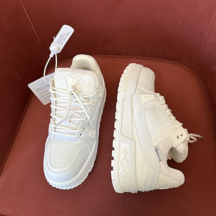 NIGO Louis Vuitton LV TRAINER Men's and Women's Little Chubby Leather Lace-Up Low Top Board Shoes #nigo74385