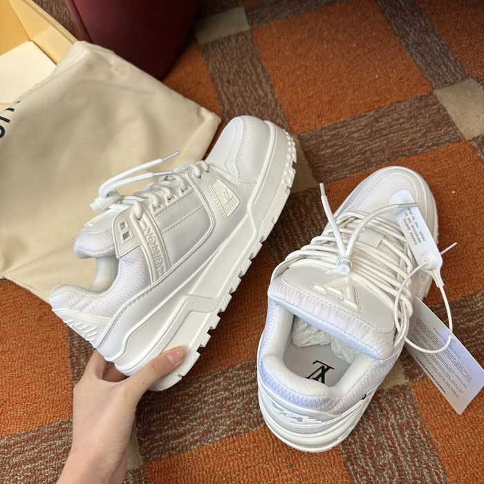 NIGO Louis Vuitton LV TRAINER Men's and Women's Little Chubby Leather Lace-Up Low Top Board Shoes #nigo74385