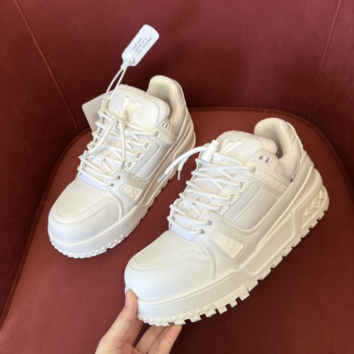 NIGO Louis Vuitton LV TRAINER Men's and Women's Little Chubby Leather Lace-Up Low Top Board Shoes #nigo74385