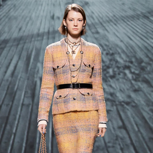 NIGO Chanel Women's Cotton & Wool Tweed V-Neck Spring Check Single Breasted Fitted Long Sleeve Jacket Coat Ngvp #nigo9658