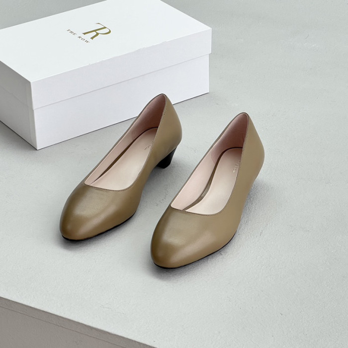 NIGO THE ROW Women's Spring and Summer Solid Color Pointed Toe Leather High Heels Shoes #nigo74443