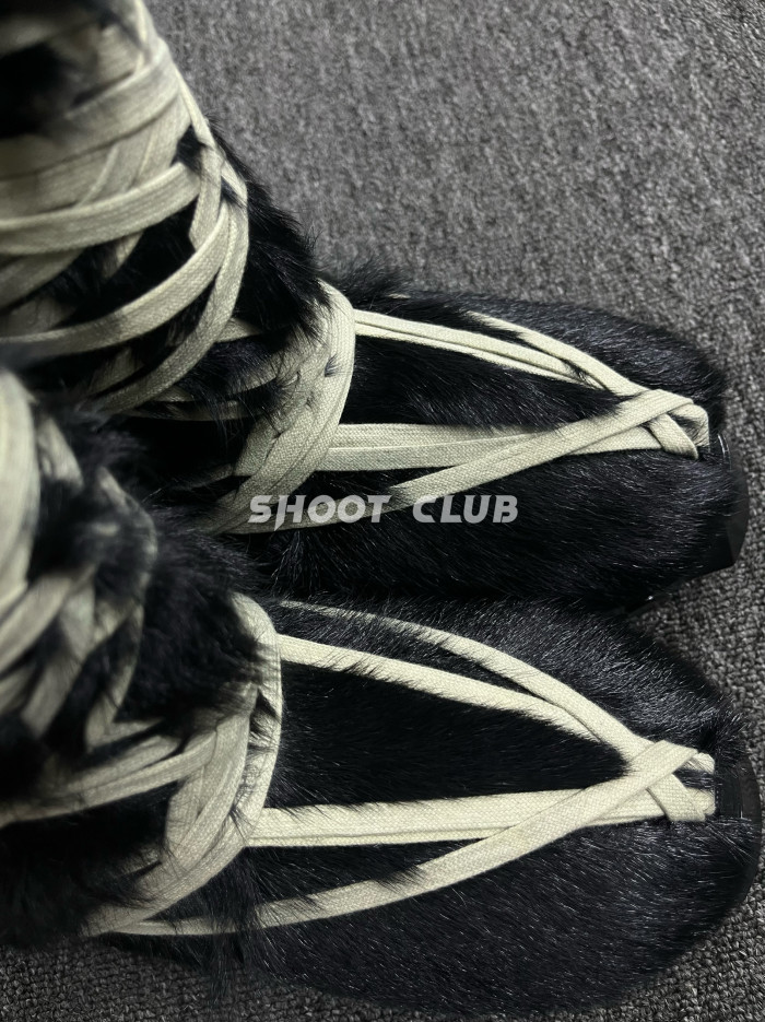 NIGO Rick Owens Men's And Women's Models Fall And Winter Crazy Straps Thick Bottom Horse Hair Tall Snow Boots Shoes #nigo74442
