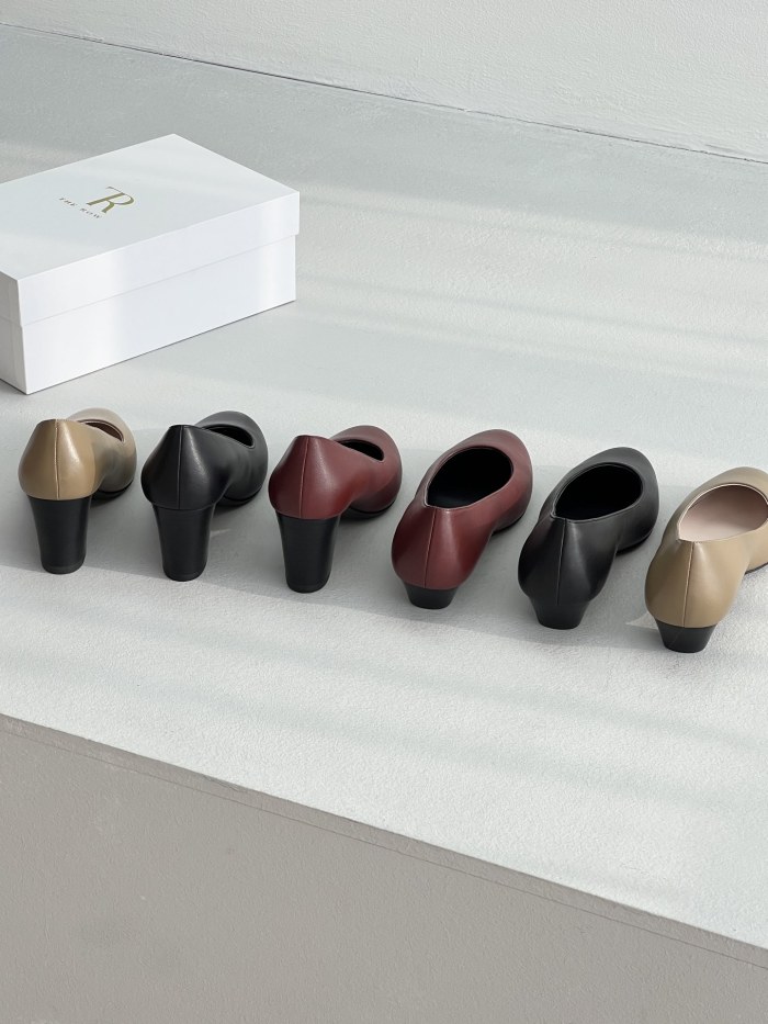 NIGO THE ROW Women's Spring and Summer Solid Color Pointed Toe Leather High Heels Shoes #nigo74443