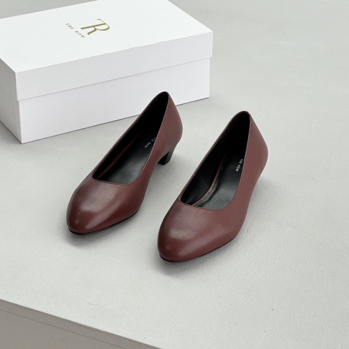 NIGO THE ROW Women's Spring and Summer Solid Color Pointed Toe Leather High Heels Shoes #nigo74443