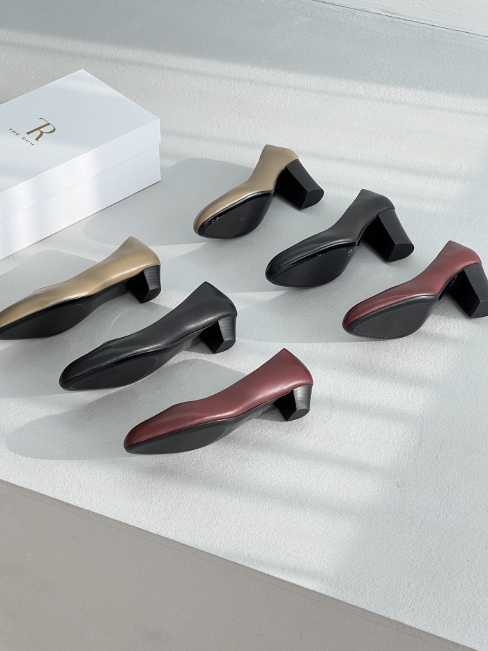 NIGO THE ROW Women's Spring and Summer Solid Color Pointed Toe Leather High Heels Shoes #nigo74443