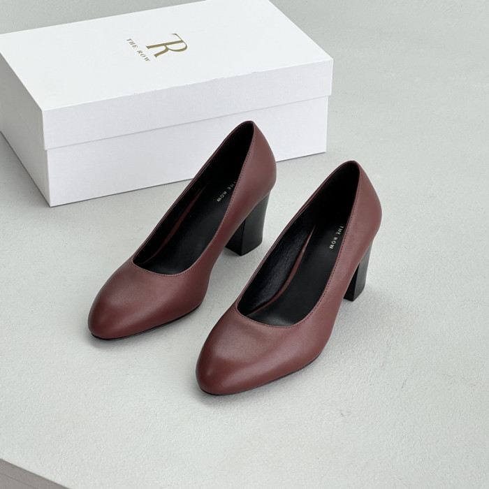 NIGO THE ROW Women's Spring and Summer Solid Color Pointed Toe Leather High Heels Shoes #nigo74443