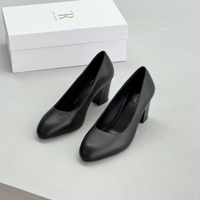 NIGO THE ROW Women's Spring and Summer Solid Color Pointed Toe Leather High Heels Shoes #nigo74443