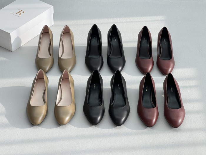 NIGO THE ROW Women's Spring and Summer Solid Color Pointed Toe Leather High Heels Shoes #nigo74443
