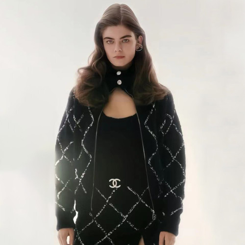 NIGO Chanel Women's Autumn/Winter Coco Neige Ski Series Colour Block Zip Cashmere Hooded Casual Long Sleeve Fitted Jacket Coat Ngvp #nigo7367
