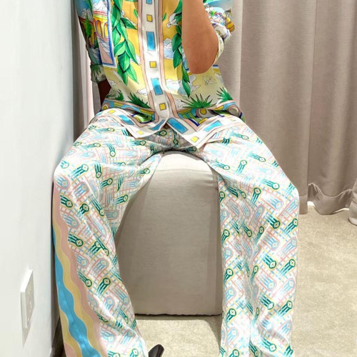 NIGO Casablanca Men's Summer Thin Versatile Printed Pants American High Street Loose Straight Casual Wide Leg Trousers #nigo71785