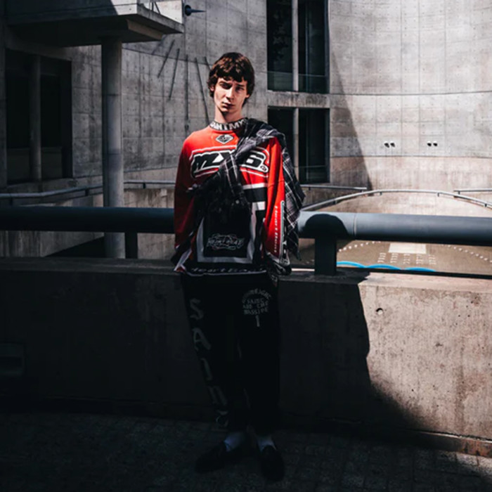 NIGO Saint Michael Men's Red And White Racing Suit Spring And Autumn Funky High Street Distressed Round Neck Long Sleeve T Shirt Ngvp #nigo9717