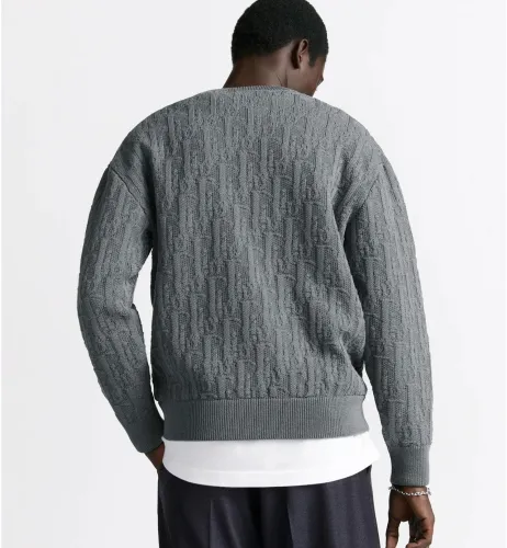 NIGO Dior Men's Spring and Autumn Solid Color Printed Ribbed Crew Neck Knit Sweater #nigo74476