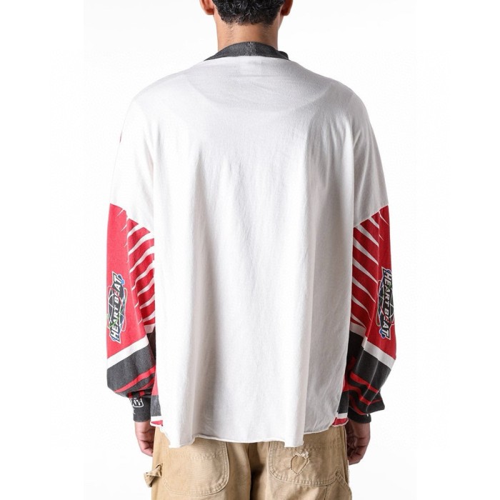 NIGO Saint Michael Men's Red And White Racing Suit Spring And Autumn Funky High Street Distressed Round Neck Long Sleeve T Shirt Ngvp #nigo9717