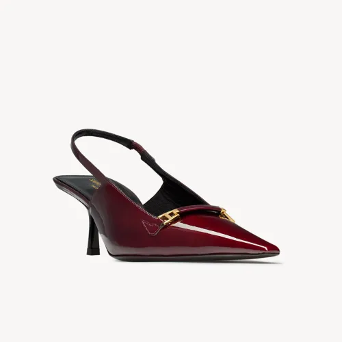 NIGO SAINT LAURENT Carine Patent Leather Open Heel High Heels Cowhide Pointed Red Sexy Temperament Elegant Shoes #nigo71791