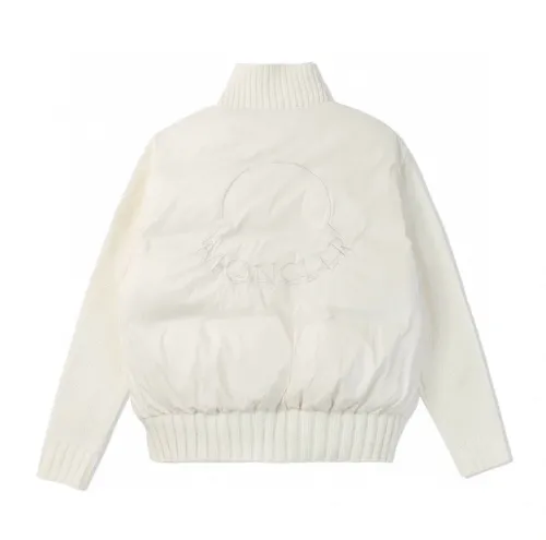 NIGO Moncler Women's Autumn and Winter Solid Color High Collar Wool Knit Splicing Thin Down Zipper Long Sleeve Jacket #nigo74549