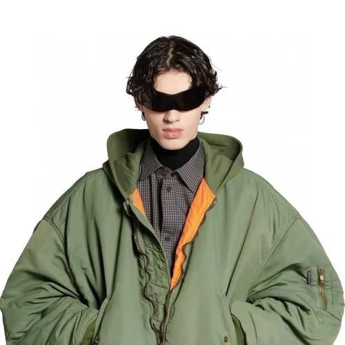 NIGO Balenciaga Men's Women's Solid Color Hooded Aviator Jacket Logo Zipper Long Sleeve Jacket #nigo74564