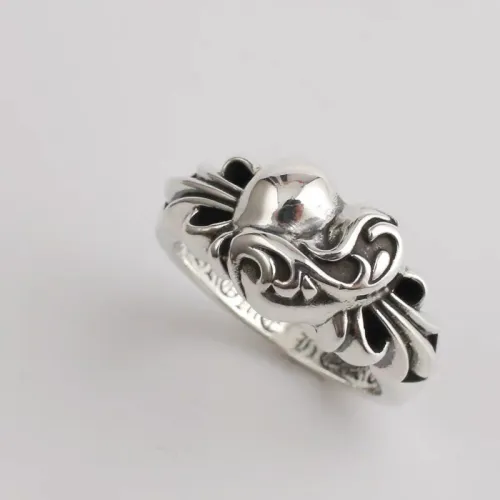 NIGO Chrome Hearts Men's and Women's Silver Heart Ring Vintage Simple Ring Jewelry #nigo74573