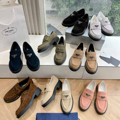 NIGO Prada Men's And Women's Spring And Fall Solid Color Wool Fabric Cowhide Lining Loafers Shoes #nigo74618