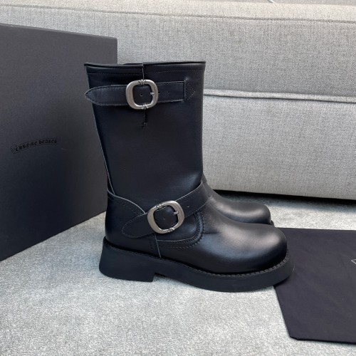 NIGO Chrome Hearts Women's Autumn and Winter Solid Color Leather Mid Calf Short Boots Shoes #nigo74591