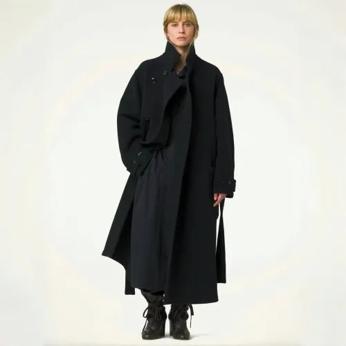 NIGO Lemaire Women's Men Temperament Fashion Cashmere Long Coat Autumn And Winter Single-breasted Jacket Black Simple Elegant Lapel Belt Tweed Coat Ngvp #nigo9757
