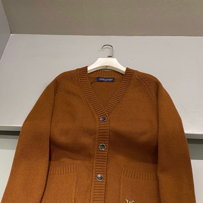 NIGO Louis Vuitton Men's And Women's Spring And Fall Solid Color V-neck Cashmere Blend Single Breasted Long Sleeved Knit Cardigan Jacket #nigo74711
