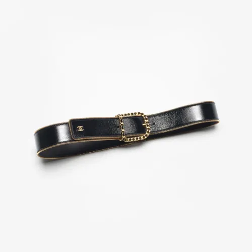 NIGO Chanel Women's Fashion Double C Logo Chain Vintage Waxed Leather Belt  Accessories Ngvp #nigo9811