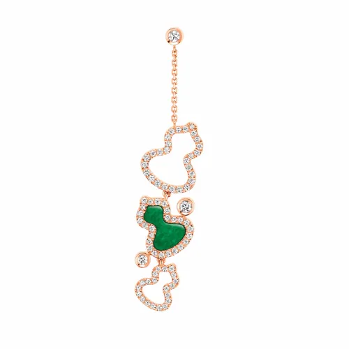 NIGO Qeelin Wulu Women's Rose Gold Classic Gourd Shaped Diamond Stud Earrings Jewelry #nigo74757