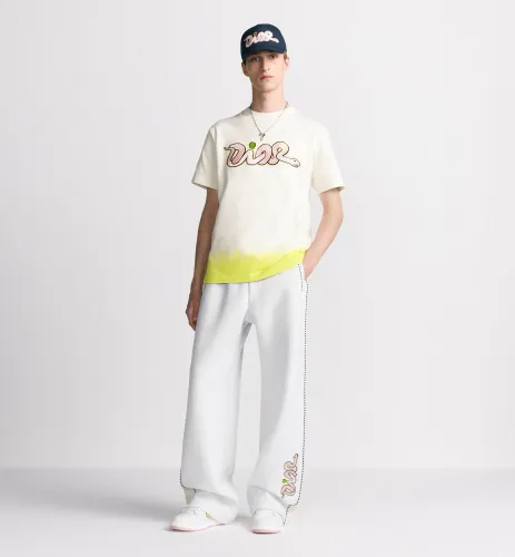 NIGO Dior And Kaws Men's Summer Color Blocking Cotton Plain Knit Fabric Round Neck Short Sleeve T-shirt #nigo74777