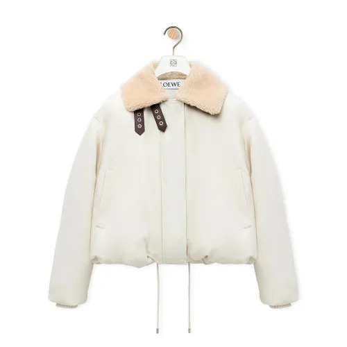 NIGO Loewe Women's Autumn and Winter Solid Color Detachable Shearling Collar Zipper Long Sleeve Jacket #nigo74767
