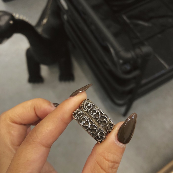 NIGO Chrome Hearts Men's and Women's Silver Crucifix Logo Punk Rock Couple's Ring Jewelry #nigo74862