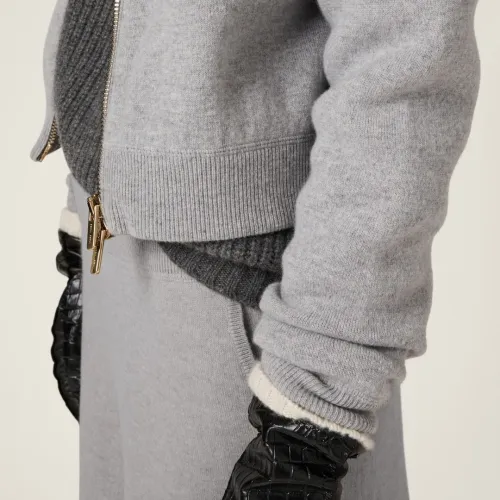 NIGO MiuMiu Women's Spring and Autumn Solid Color Blend Sports Cashmere Sweater Hooded Zipper Jacket #nigo74866