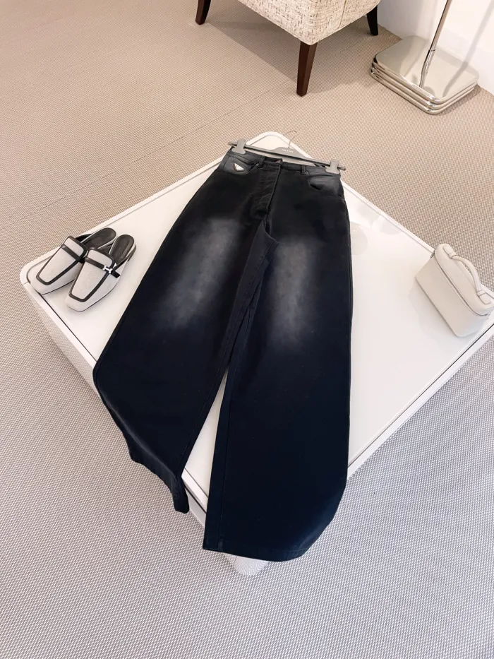 NIGO Prada Women's Spring and Autumn Solid Color High Waist Wide Leg Loose Jeans Pants #nigo74923