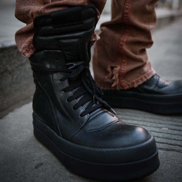 NIGO Rick Owens Men's And Women's Trend Models Inverted Triangle Thick Bottom Heightening High-top Shoes Autumn And Winter New Lace-up Boots Ngvp #nigo9861