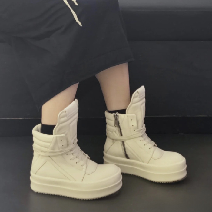 NIGO Rick Owens Men's And Women's Trend Models Inverted Triangle Thick Bottom Heightening High-top Shoes Autumn And Winter New Lace-up Boots Ngvp #nigo9861