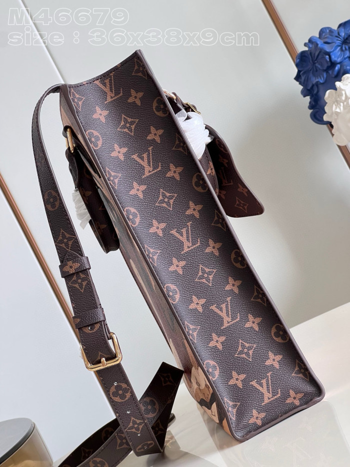 NIGO Louis Vuitton Sac Plat NV Men's Brown Adjustable Removable Shoulder Strap Pattern Printed Coated Canvas and Cowhide Handbag Bag Bags #nigo99862
