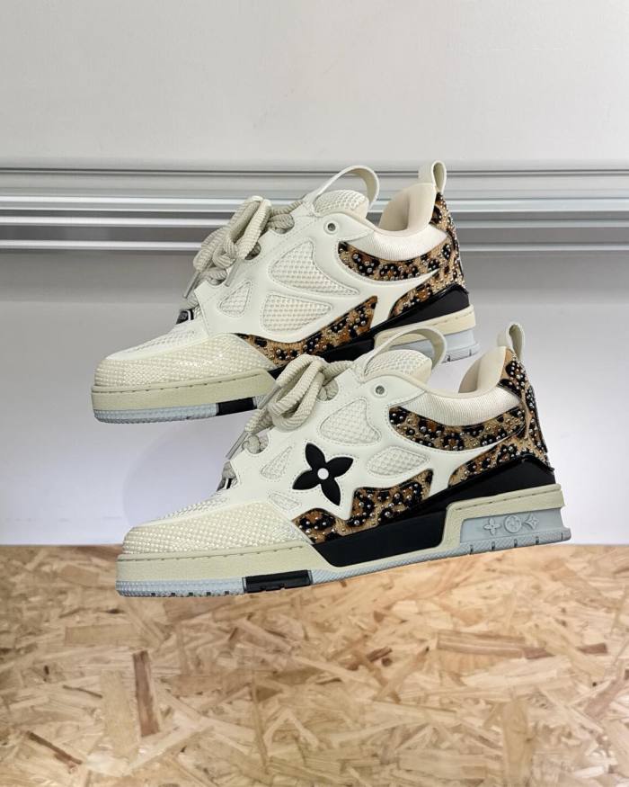 NIGO Louis Vuitton LV Skate Men's Colorblocked Calfskin Round Toe Low Top Lace Up Casual Board Shoes #nigo74995