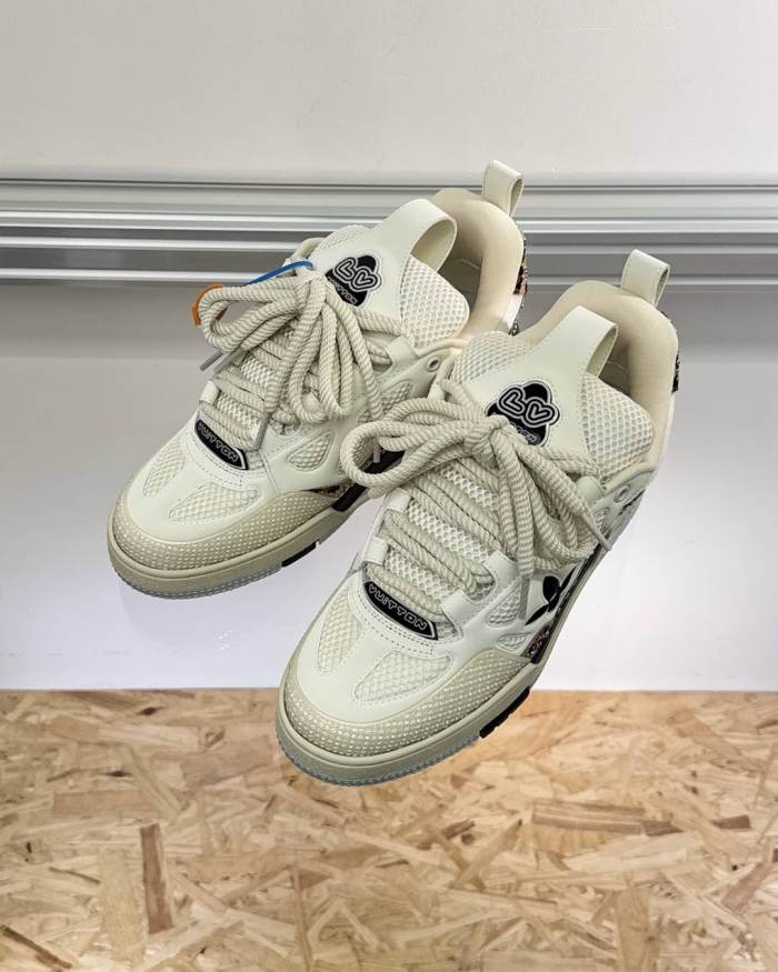 NIGO Louis Vuitton LV Skate Men's Colorblocked Calfskin Round Toe Low Top Lace Up Casual Board Shoes #nigo74995