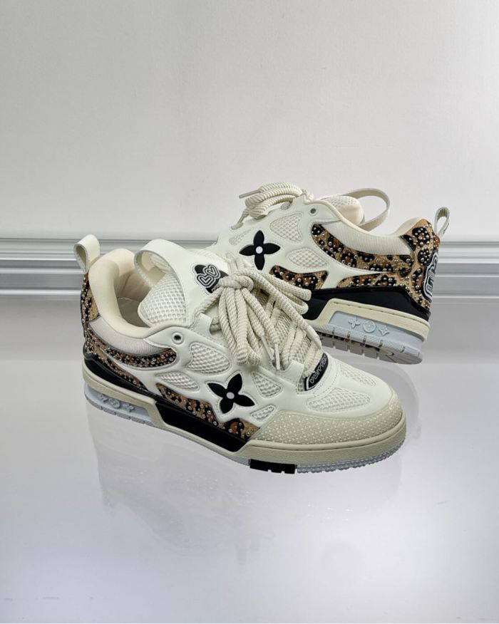 NIGO Louis Vuitton LV Skate Men's Colorblocked Calfskin Round Toe Low Top Lace Up Casual Board Shoes #nigo74995