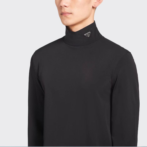 NIGO Prada Men's Women's Plain Knit Stand Collar Sweater Solid Colour Logo Fashion Casual Long Sleeve Pullover Sweater Top  #nigo71854