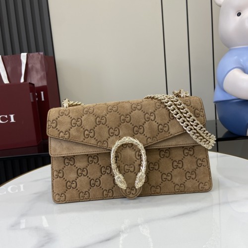 NIGO Gucci Women's Solid Color Sliding Chain Tiger Head Lock Clasp Suede Crossbody Shoulder Bag Bags #nigo75131